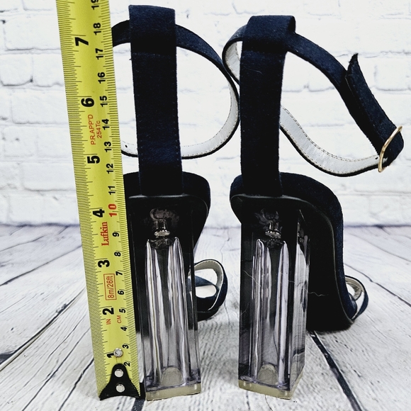 LULU'S | Ismay lucite heel blue suede heels - Picture 8 of 13